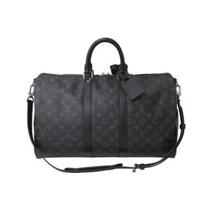 LOUIS VUITTON Eclipse Black Keepall Bandouliere Boston Bag Black